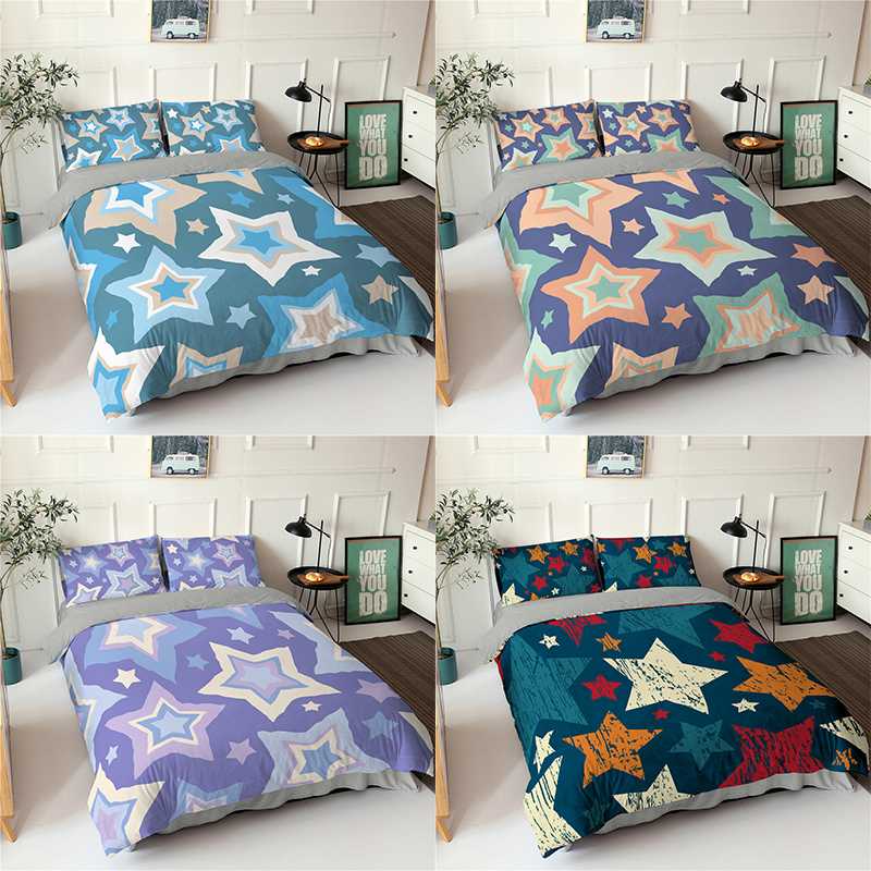 

Bedding Set Duvet Covers Pillowcases Star 3D Comforter Luxury Bedding Sets Bedclothes Adults Bedspread, Qwer44-3