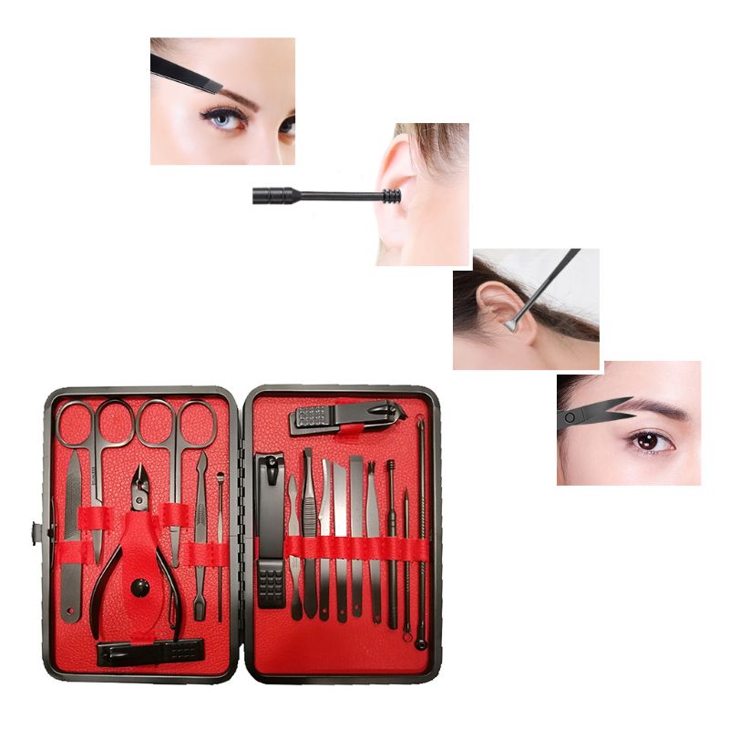 

16/18pcs of set New Manicure Nail Clippers Pedicure Set Portable Travel Hygiene Kit Stainless Steel Nail Cutter Tool