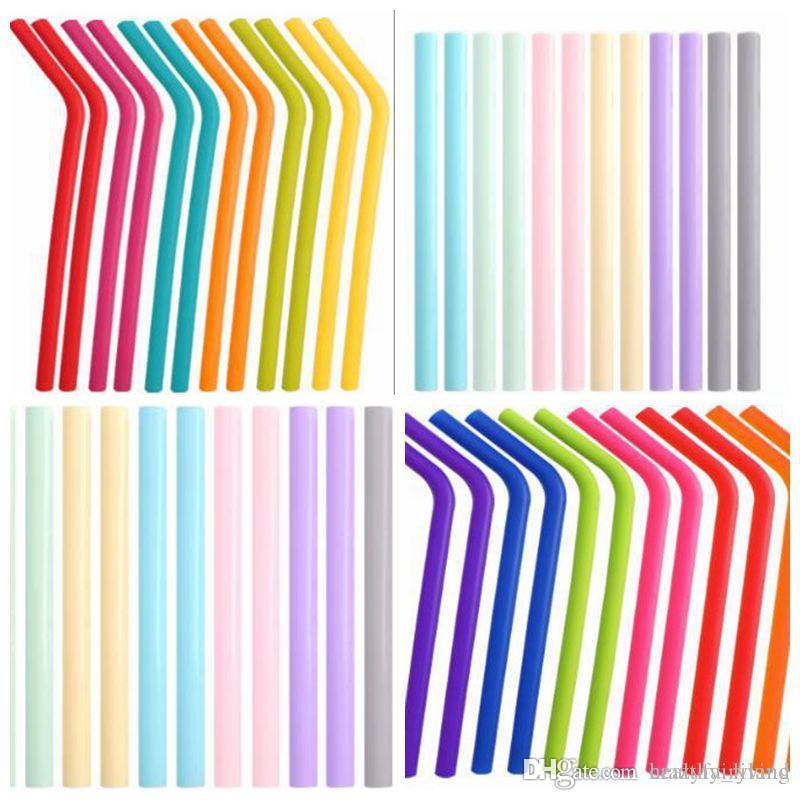 

Silicone Straws 24 Styles Food Grade Fold Drinks Recycling Silicone Cocktail Straws Candy Color Straw Party Supplies Straight Curve Straw 3