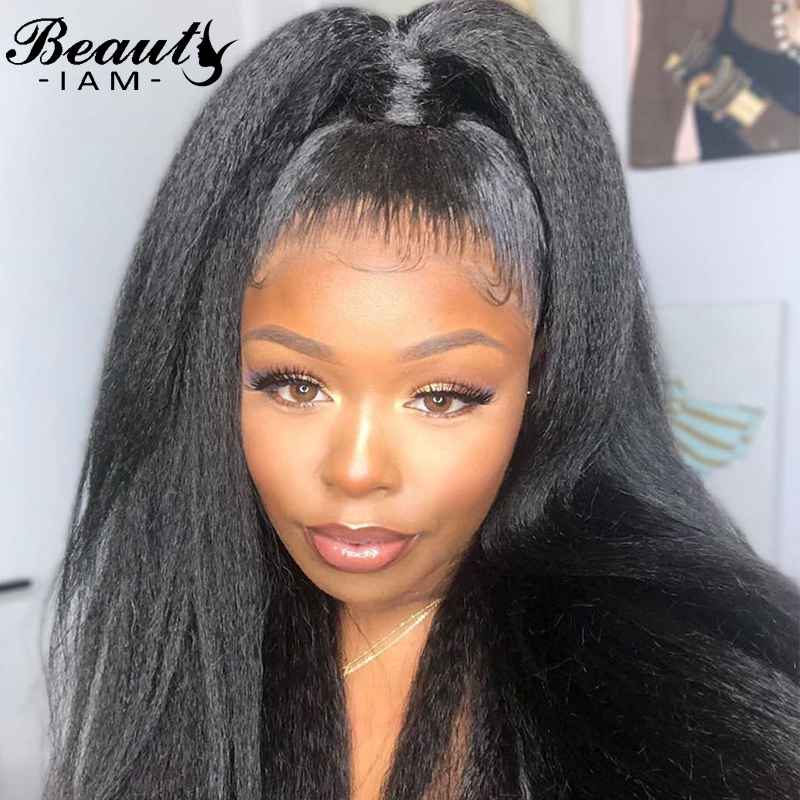 

Yaki Straight For Women Preplucked Curly 13X6 Lace Front Wig, Dark brown