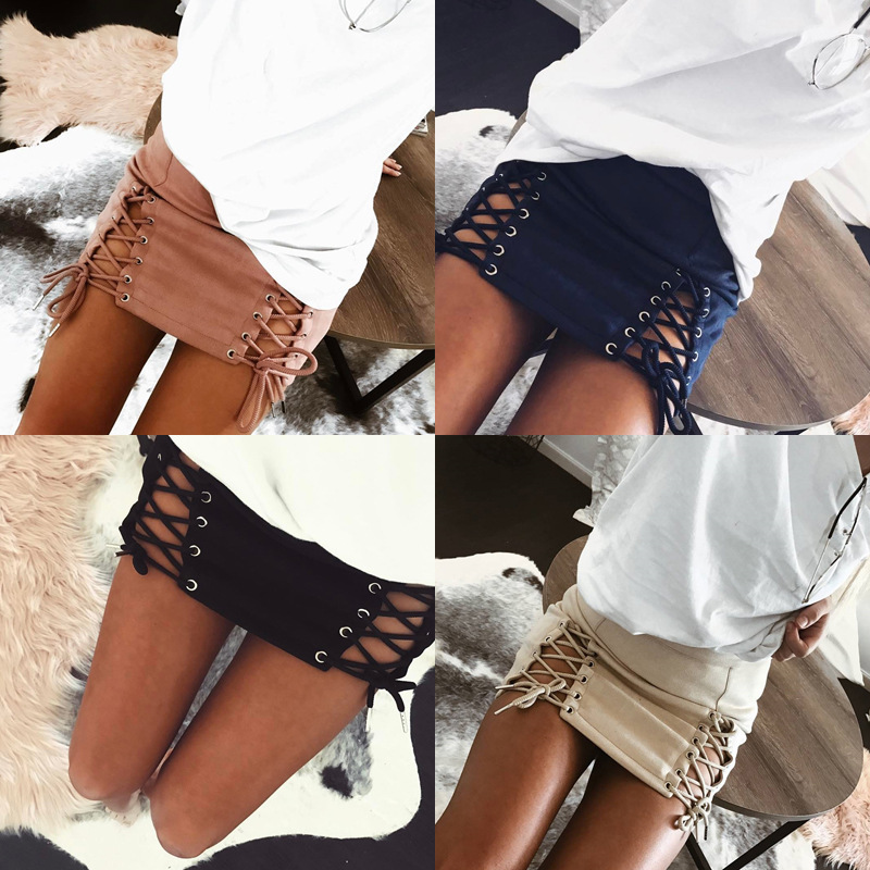 

2020 New Mini Skirt Suede Strap Sexy Bag Hip Overskirt Spring and Summer, Pink