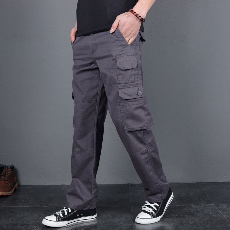 

2020 Autumn Men' Cargo Pants high quality Multi-pockets Baggy Pants Men Casual Trousers Overalls Plus Size Streetwear, Black