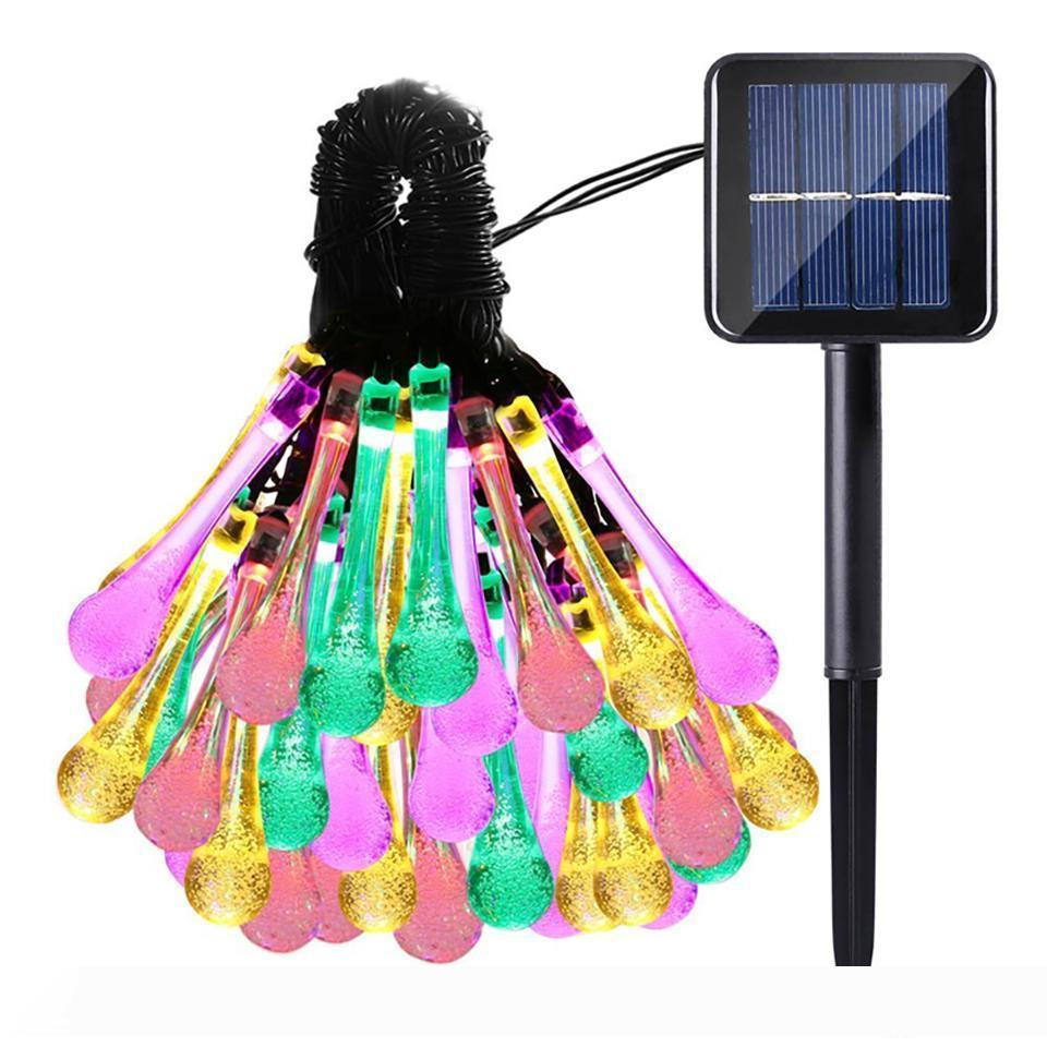 

Premium Quality 6m 30 LED Solar Christmas Lights 8 Modes Waterproof Water Drop Solar Fairy String Lights for Garden