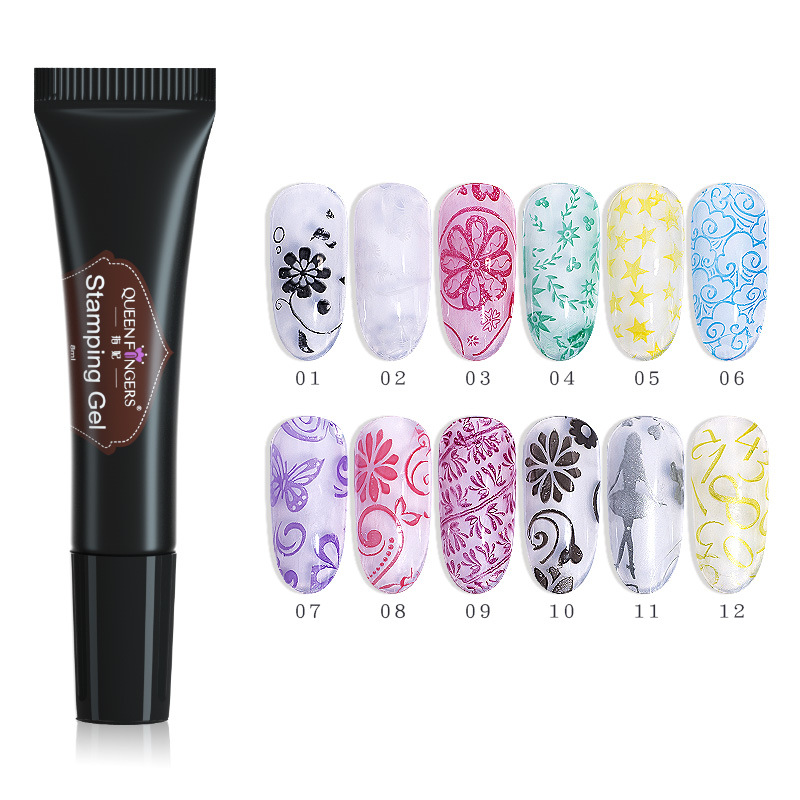 

8ml Stamping Gel Printing Adhesive Soak Off Color-painted With Seal Scraper UV LED Nail Polish Manicure Salon Design DIY Black, Npcg-24-07 no.