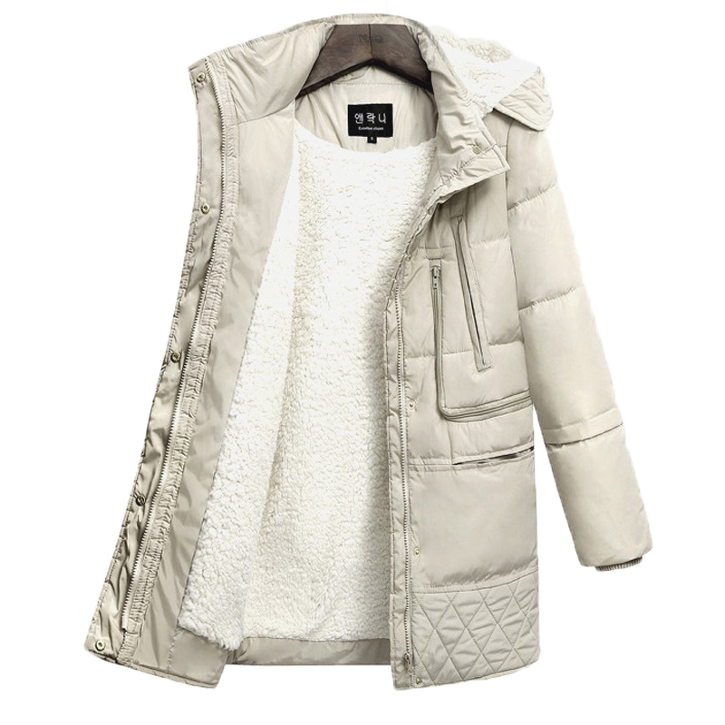 

2020 Spring and Winter Women' Jackets Cotton Coat Padded Long Slim Hooded Parkas Female Outwear Warm Jacket Wool Clothing, Beige