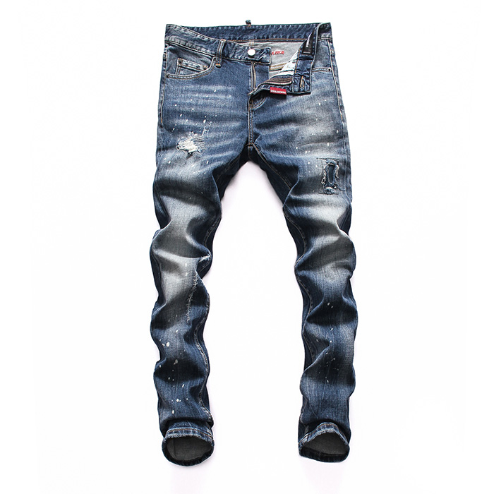 

new European brand Italy mens jeans pants Men Slim jeans denim trousers zipper blue hole Pencil Pants for men 8102, As pic