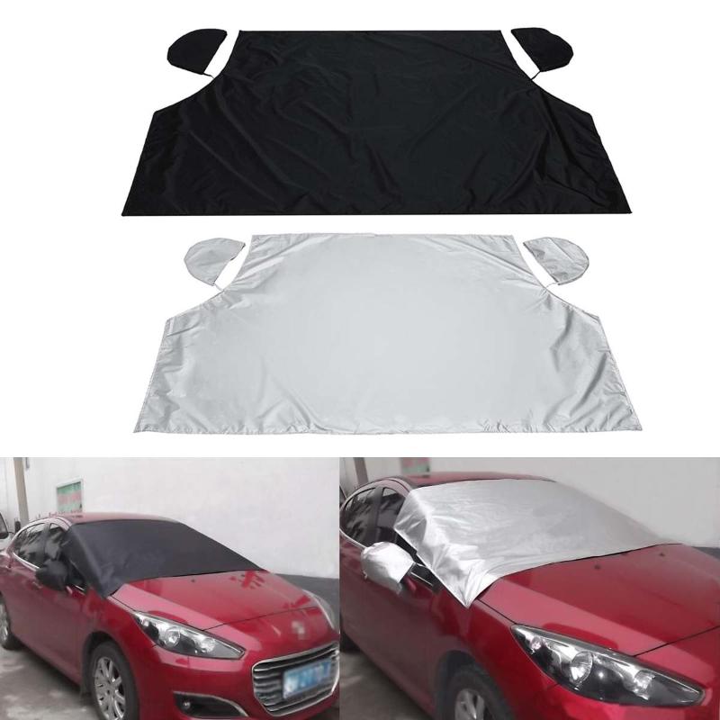 

208cmx120cm Black/Silver Car Magnetic Half Windscreen Cover Anti UV Sunproof Waterproof Anti-scratch Windshield Sunshades