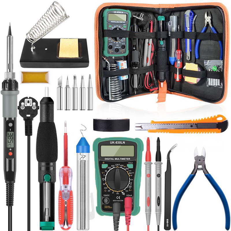 

Handskit Soldering Iron 60W Adjustable Temperature Soldering Iron Kit+ Digital Multimeter Electric Free Shipping