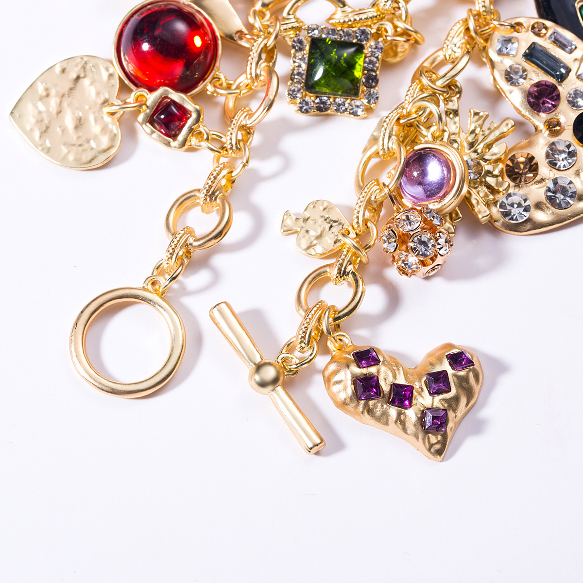 

Exaggerated acrylic diamond bracelet female water drops love-shaped resin bracelet bohemian style