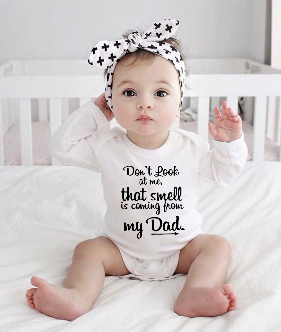 

Don't Look At Me That Smell Is Coming From My Dad Funny Printing Baby Boy Girls Romper Long Sleeve Rompers Babe Jumpsuit Onesie, Null-srpwh-