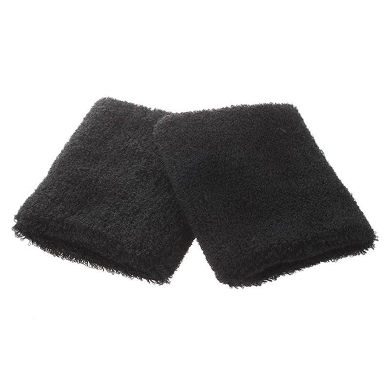 

Black Elastic Terry Wrist Sweatband Sports Support 2Pcs