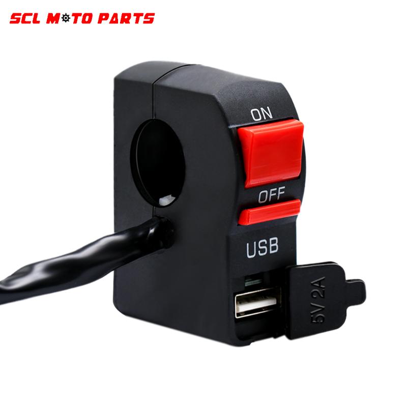 

ALconstar-Motorcycle Universal Switches Motorcycle Handlebar Flameout Switch ON OFF USB Button For Moto ATV Scooter