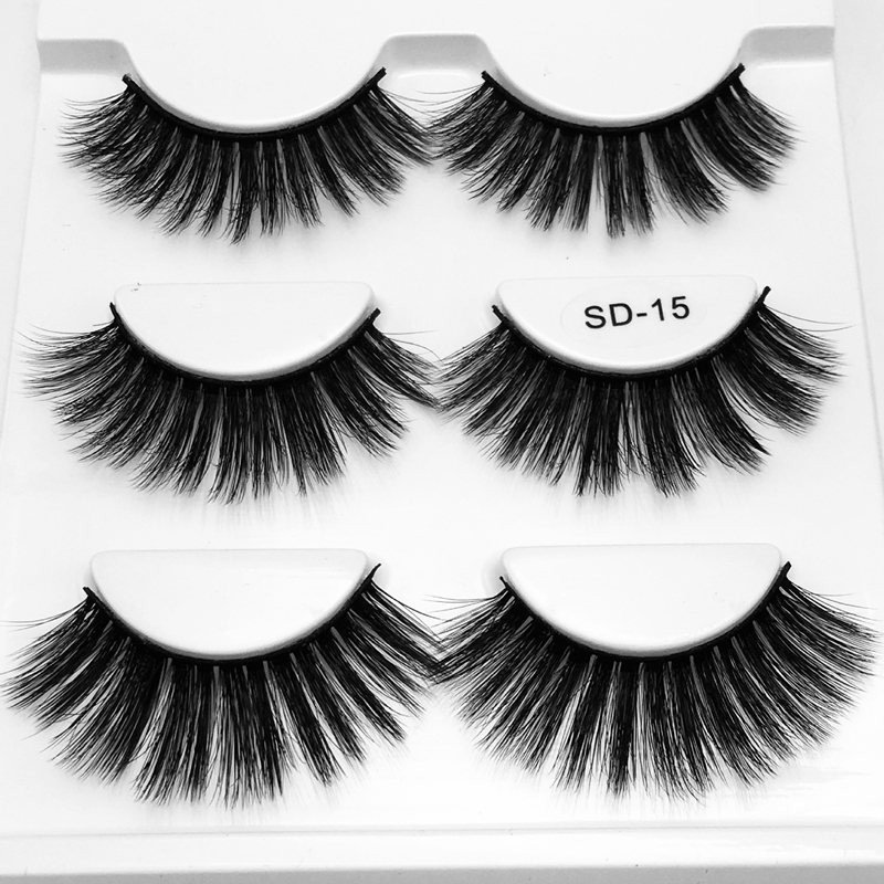 

3 Pairs of Mixed 3D Three-dimensional Multi-layer Mink Eyelashes Hot Sale Handmade Natural Thick Nude Eyelashes