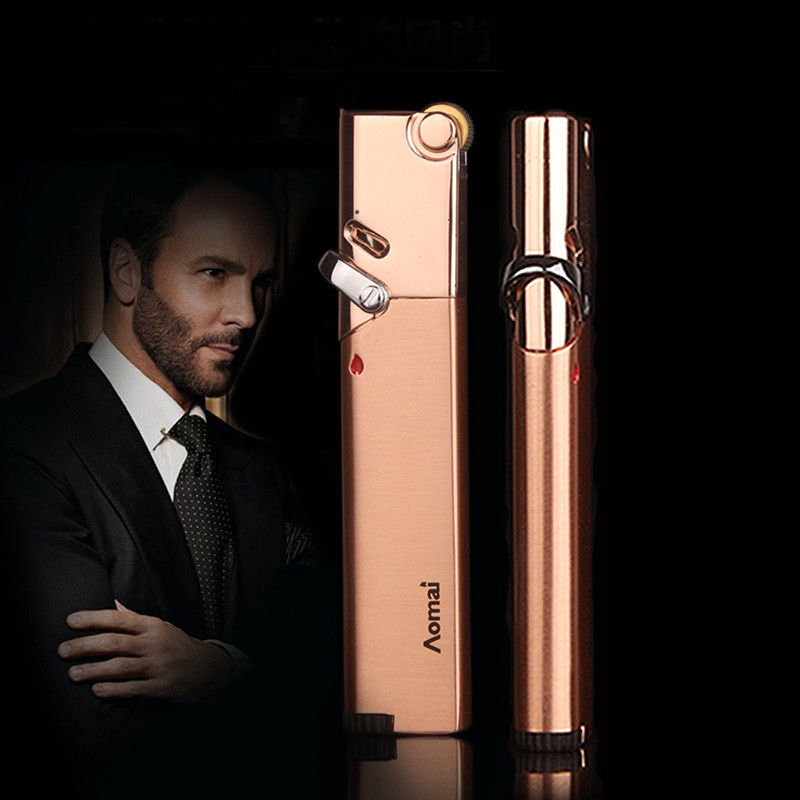 Compact Jet Lighter Gas Torch Turbo Lighter Strip Windproof Smoking Accessories All Metal Cigar Lighter 1300 C Butane Gadgets For Man NO GAS-image-572204439