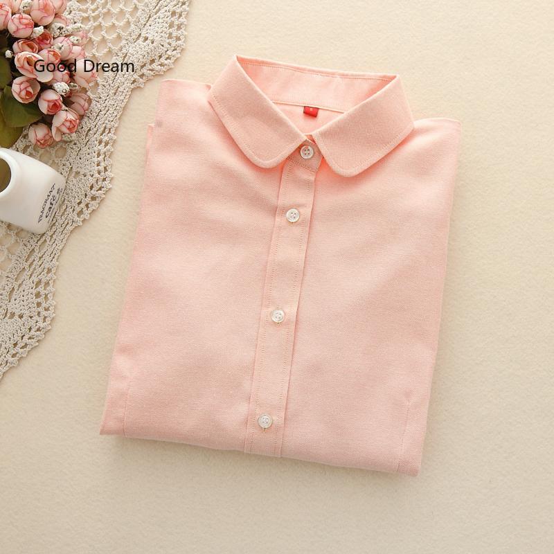 

Women Blouses Long Sleeve Cotton Oxford Ladies Tops Office Long Sleeve Shirts Women Blusas Camisas Mujer, Red