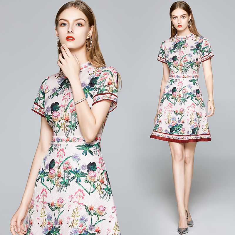 

Make spot small collar short sleeve printed cultivate one's morality show thin women dress, Design and color