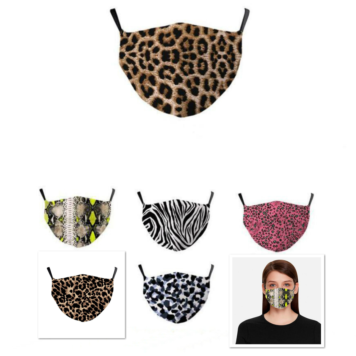 

3D Leopard Print Face Mask Cotton Cloth Sunproof Dustproof Anti-fog Haze Mouth-muffle Cover Trendy Unisex Breathable Respirator Mask Gift