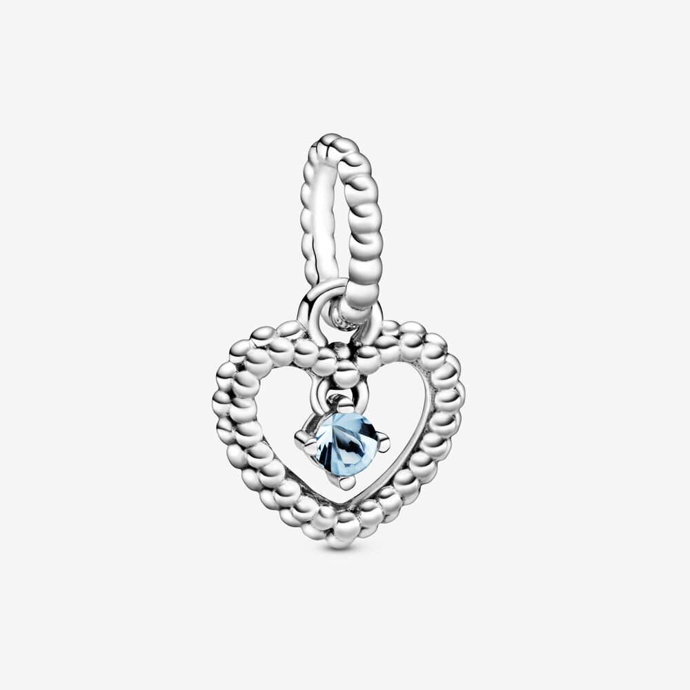 

100% 925 Sterling Silver Aqua Blue Beaded Heart Dangle Charms Fit Original European Charm Bracelet Fashion Women Jewelry Accessories