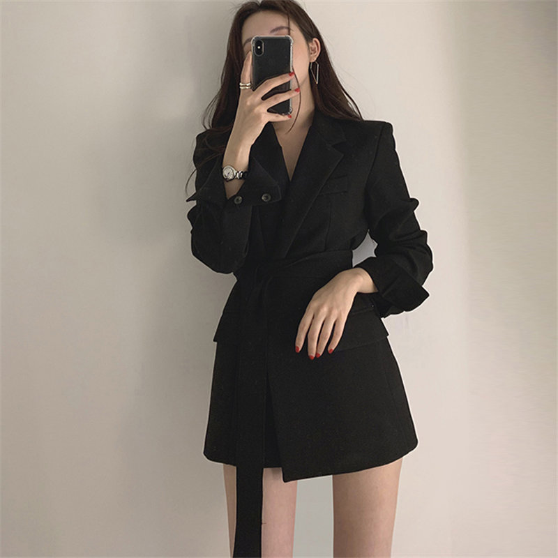 

HziriP Solid Brief Slim Loose New Arrival 2020 Office Lady Women Minimalist Chic Business Feminine Plus Size Blazers Coats, Black