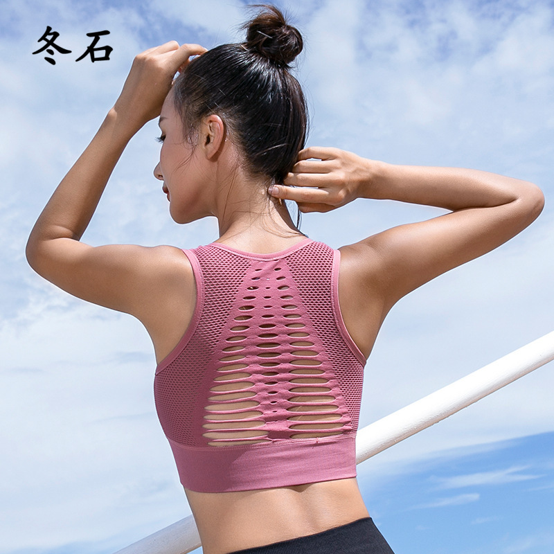 

Mesh Women Sports Bra Sexy Sports Top Push Up Female Gym Fitness Underwear Top Female Seamless Running Yoga Bra, Black