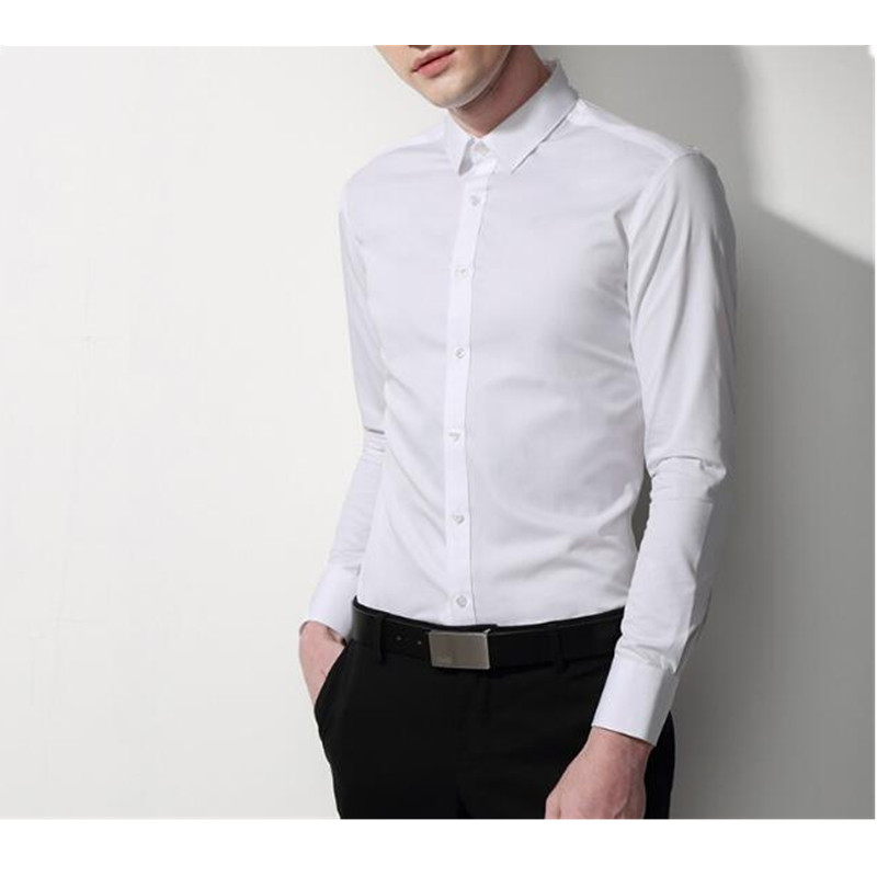 

Autumn Men's High-grade Slim Shirt Business Professional Dress White Shirt Men's Long Sleeve, White;black