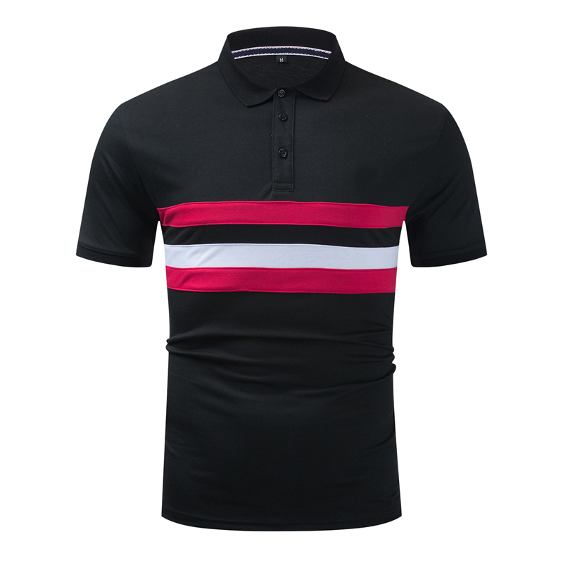 

2020 New Men' Shirt 100% Cotton Short Sleeve Striped Shirt Men Smart Casual Color Block Tops Clothing,621, Black