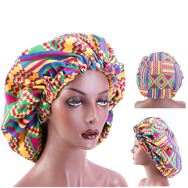 

Women Large African Print Night Sleep Bonnet Satin Hat Hair Care Cap Headwear Ladies Headwrap Fashion Accessories, Mixed
