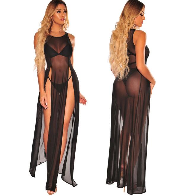 

European and American sexy fashion super stretch multicolor mesh leisure beach skirt, Orange