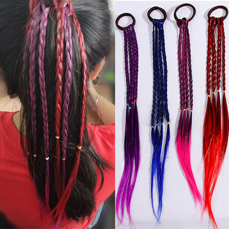 

Children Wig Braids Headband Girls Multi-Colors Braid Rope Rubber Band Hair Accessories Lovely Girl Kids Wig Braid Hair Rope, Red
