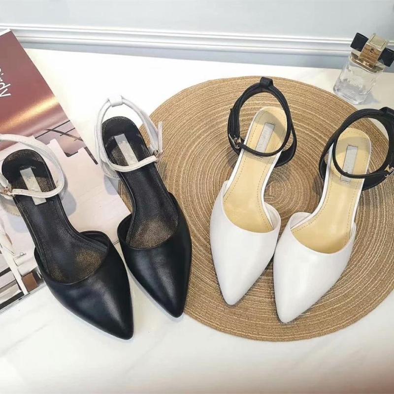 

Leather high-heeled shoes pumps women 2020 summer new stiletto sandals women baotou single shoes, Black