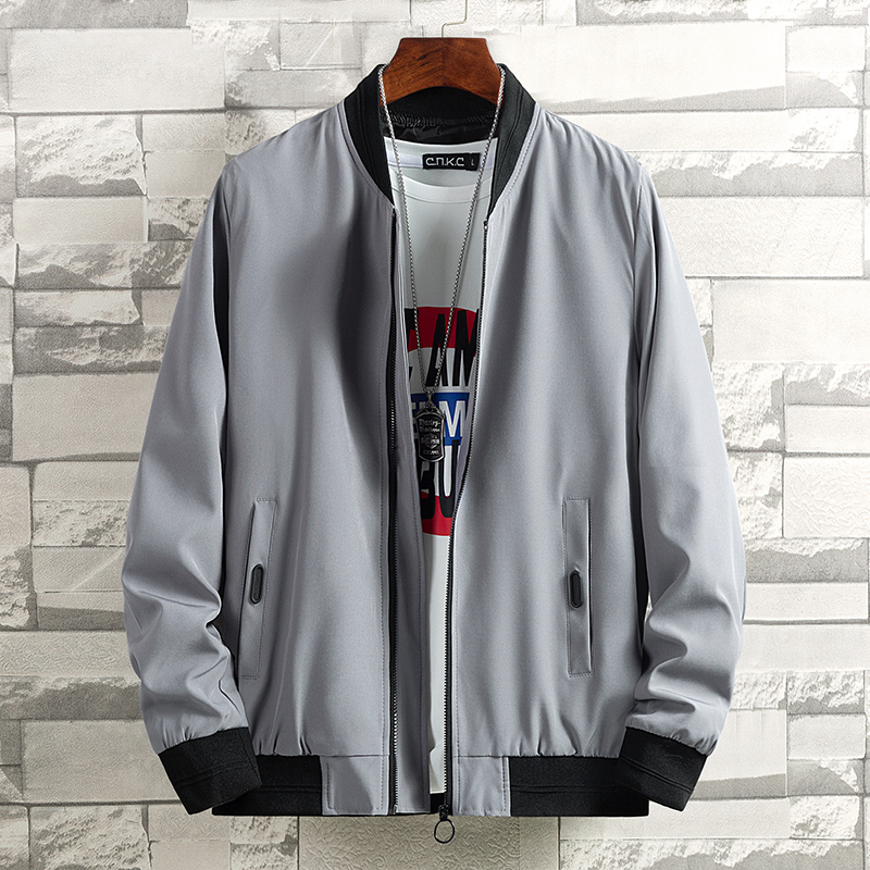 

Plus Size 7XL- Spring Men Jacket Coats Casual Solid Color Jackets Stand Collar Men Business Jacket Brand Clothing Male Outwear, Black