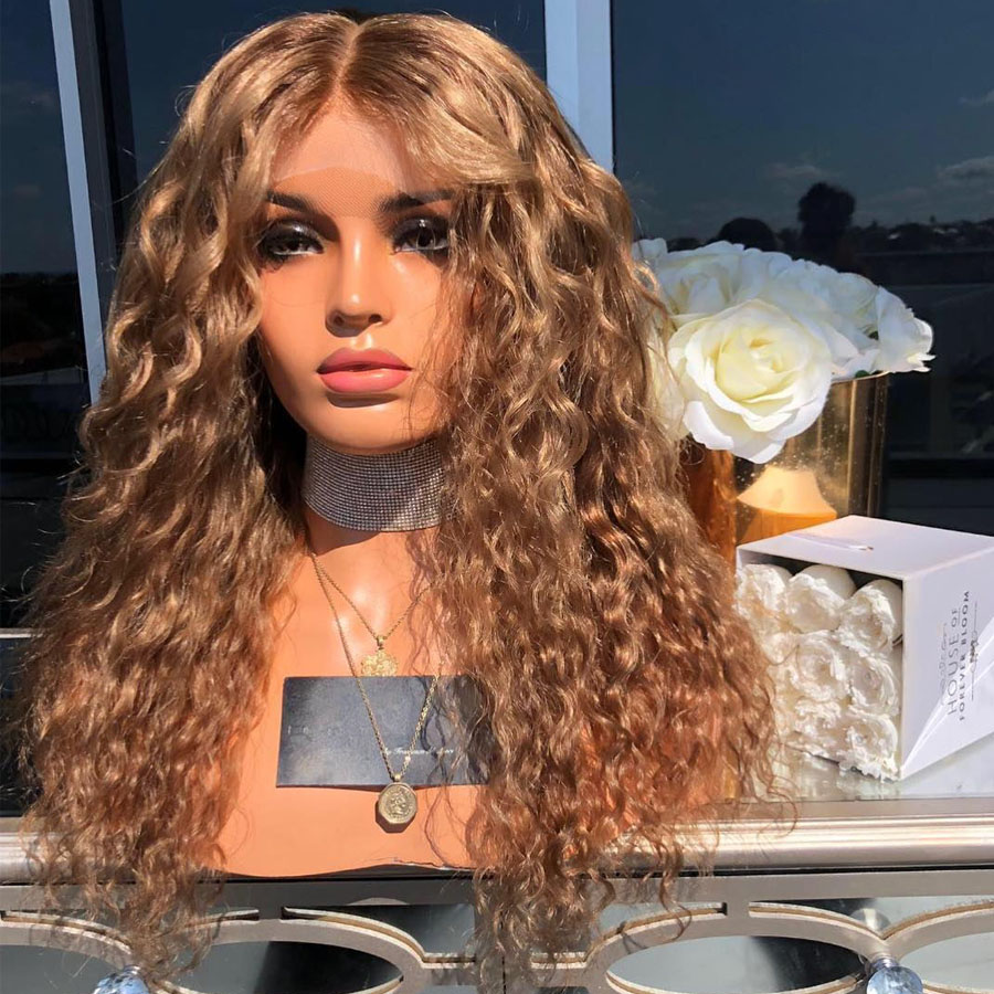 

Blonde Curly 13x6 Lace Front Human Hair Wigs Brazilian Full Laces Wig with Bang for Black Women Natural Hairline 360 frontal preplucked bleached knots, Ombre blonde color
