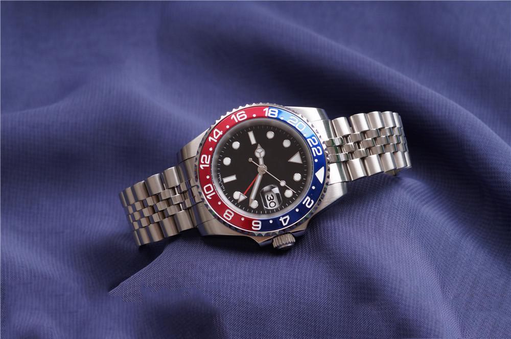 

top Mens Wristwatch Blue Red Ceramic Bezel Stainless Steel Pepsi Watch Automatic GMT Movement Limited Watch New Jubilee Master, Box1