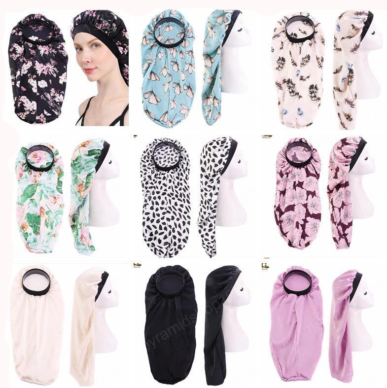 

Long Satin Bonnet Sleep Cap Hot Extra Large Silk Bonnet for Natural Long Hair Bonnets for Women Soft Night Sleep Cap hat Wide Elastic Band, Choose style