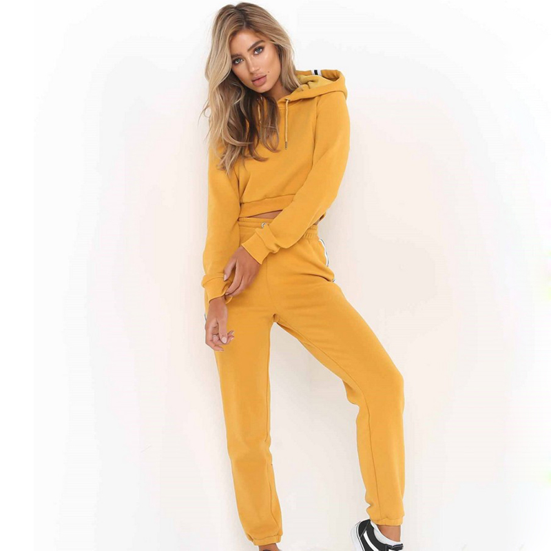 

Joggers Women 2 Pieces Set Jogging Suits For Women Sexy Sportswear Sexy Solid Gym Clothes Sweater With Pants Running Sport Suit, Black