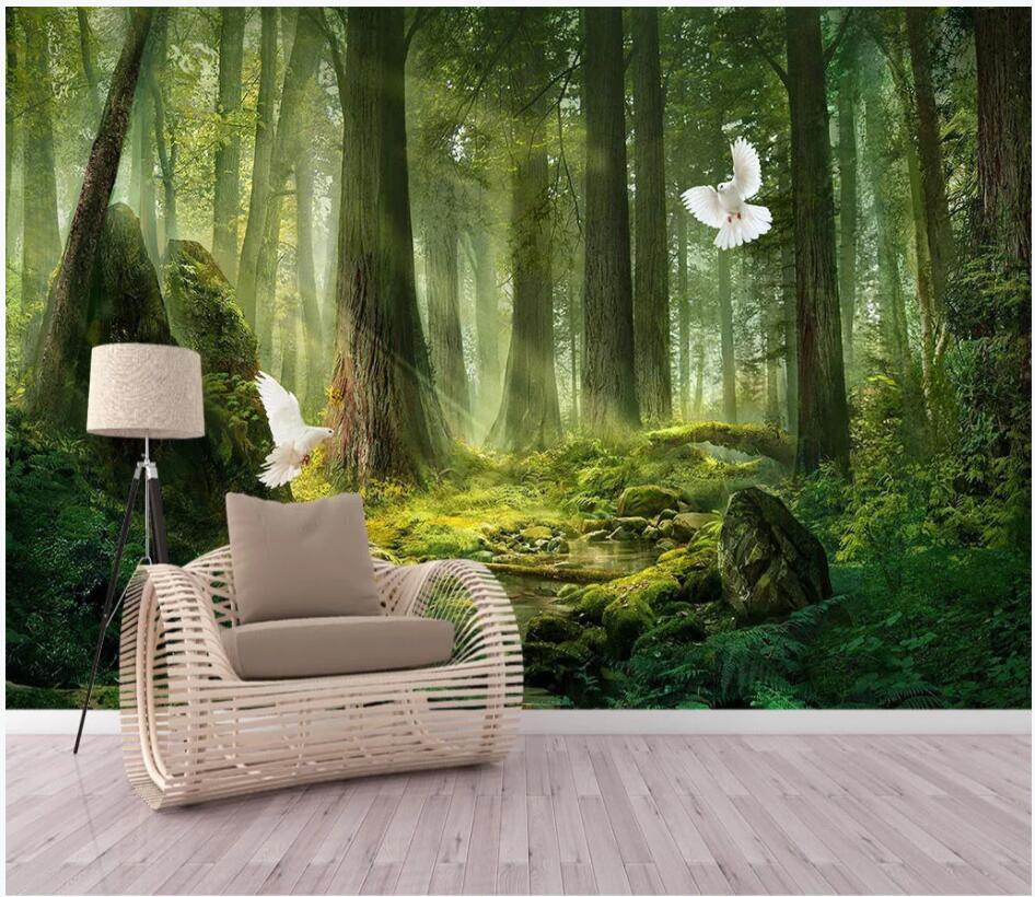 

3d wallpaper custom photo mural on the wall Green forest landscape home decor living room photo wallpaper for walls 3 d, Non-woven