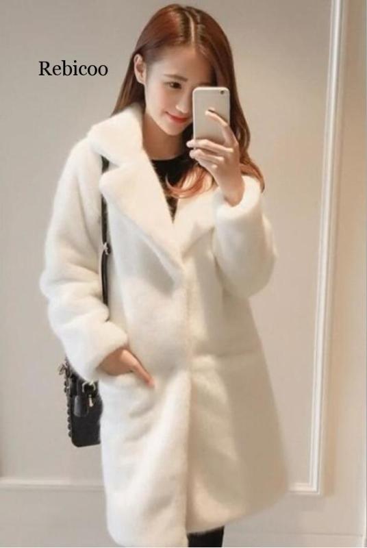 

Women Warm Outerwear Winter New Imitation Mink Hair Female Cool Coats Long Tops