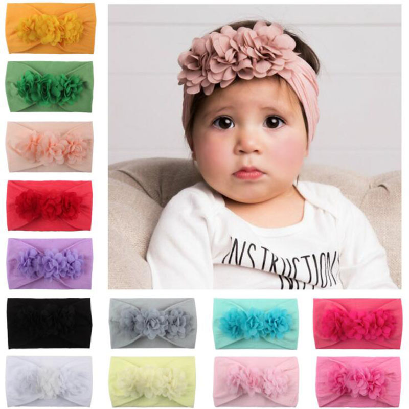 

New Nylon Baby Headband Flower Baby Girl Headbands Hair Accessories Kids Girls Haarband Princess Elastic Turban Toddler Newborn, Light pink