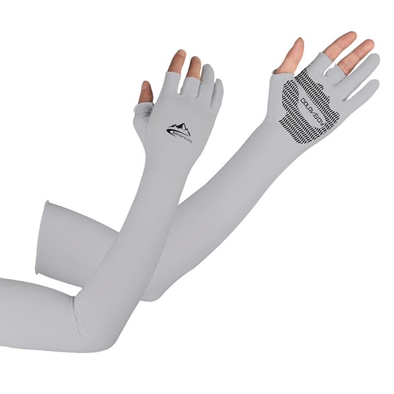 

Arm Sleeves with Ergonomic Fingers Men Women UV Sun Protection Long Arms Sleeves Cover for Cycling Driving Running Golfing, White