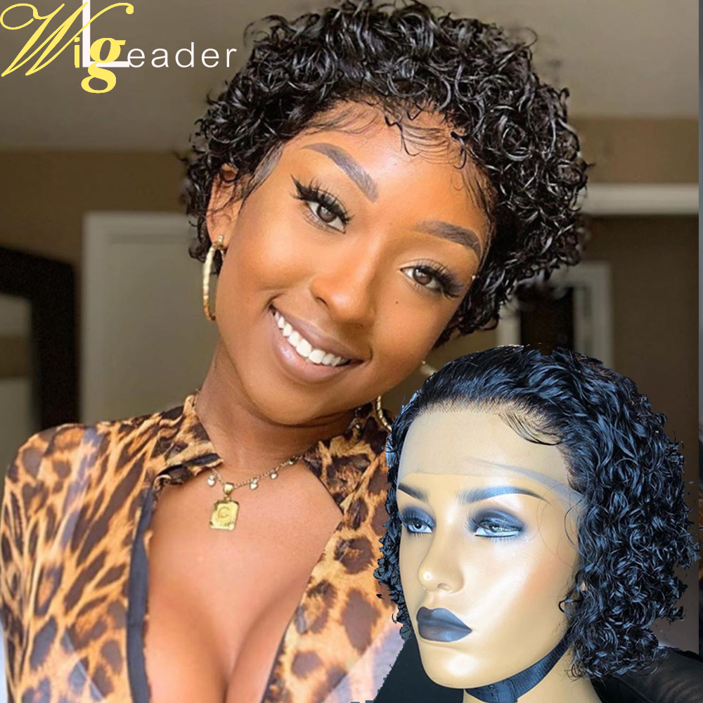 

Pixie Cut Summer Lace Wig Preplucked Bob Glueless Full Lace Wigs Short Human Hair Wigs Curly 13x6 Lace Front Human Hair Wigs, Natural color