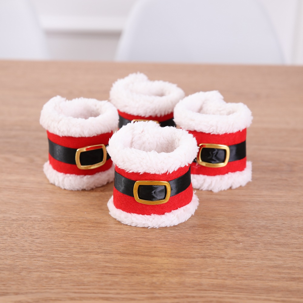 

Santa Claus Red Napkin Rings Holder Elf Cloth Tissue Boxes Party Banquet Dinner Table Christmas Decoration Serviette Holder DH0308