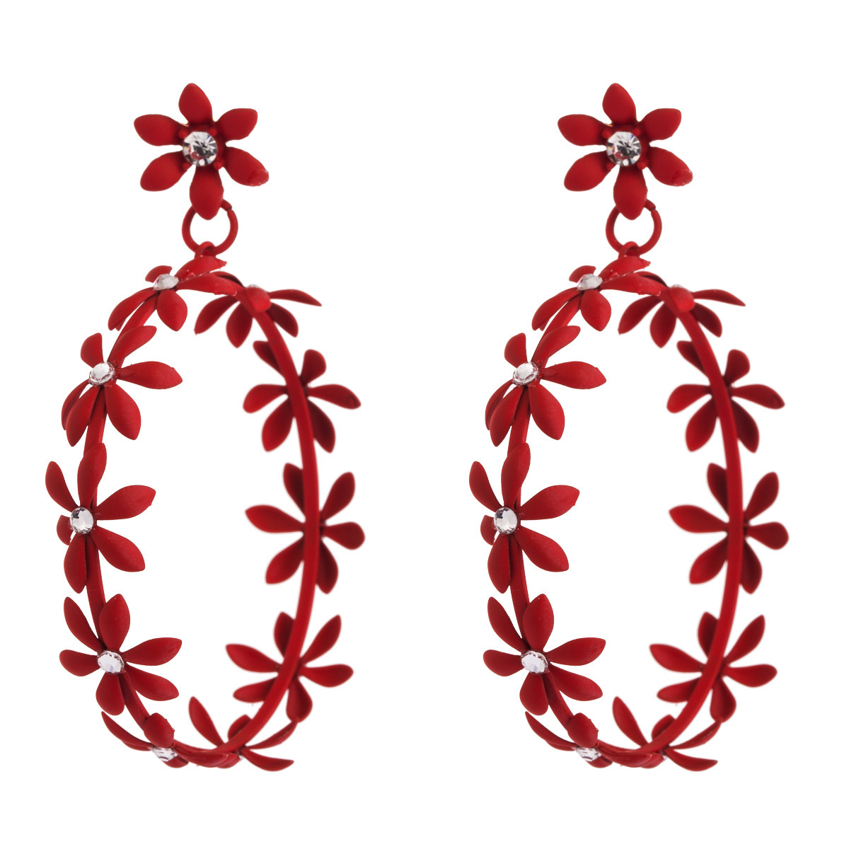 

earrings new alloy painted round multi-layer flower wreath earrings female fashion style earrings