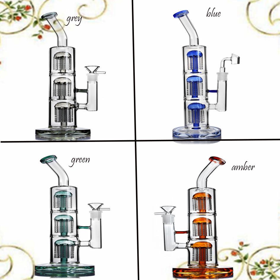 

12.9 inchs tall glass bong hookahs shisha waterpipes recycler dab rigs thick glasses water bongs oil rig ash catcher