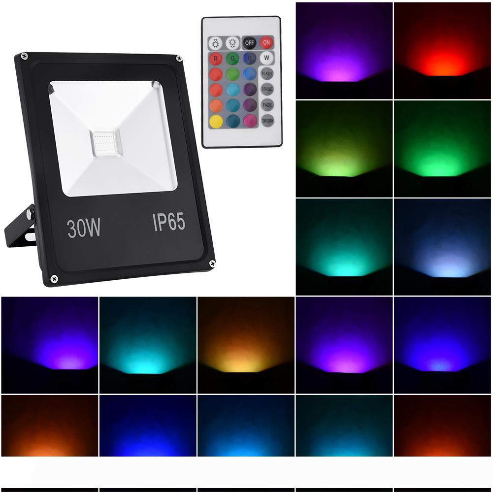 

US Stock Outdoor Led Floodlight 30W RGB Dimmable 16 Color Changing Security Floodlight with Remote Control, for Home Backyard, Patio, Garage
