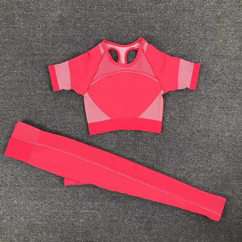 

Women 2 Pcs Sports Suits Set Yoga Sets Gym Fitness Athletic Pants Sportswear Lifting Leggings Shirt Seamless Sports Activewear, Green shirt