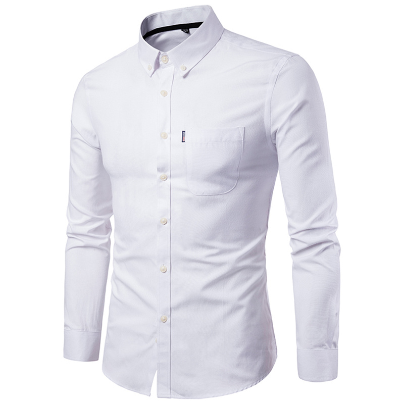 

Men's shirt spring and autumn new men's Oxford spinning slim solid color shirt long-sleeved casual men, Gray
