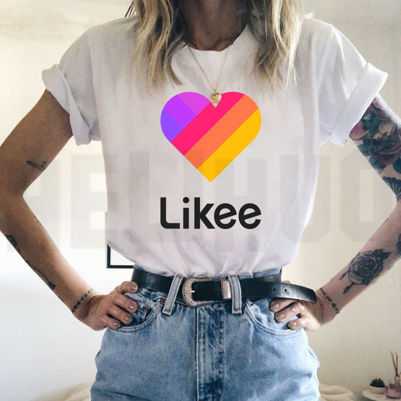 

HELIHUO Likee T Shirt Women Kids Russia Style LIKEE Tees Oversized Streetwear Short Sleeve T Shirts Boy and Girls Children, Pink 5