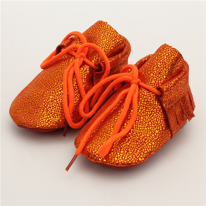 

Real leather Baby moccasins mirror surface soft bottom Bow Baby boys Girls Shoes First Walkers -24M, Gold