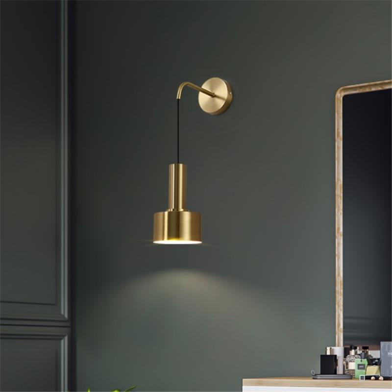 

Lingsheng Modern Minimalist Led Aluminum Electroplating Gold Wall Lamp Bedroom Bedside Restaurant Corridor Balcony