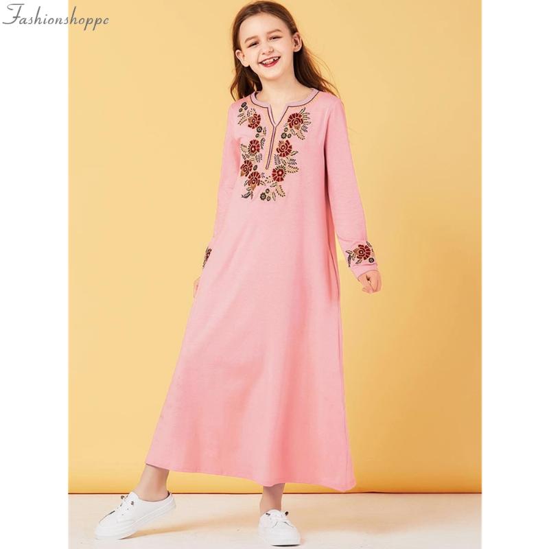 

Girls Kaftan Dubai Abaya For Kids Hijab Muslim Dress Turkish Dresses Abayas Children Islam Caftan Qatar Ramadan Islamic Clothing